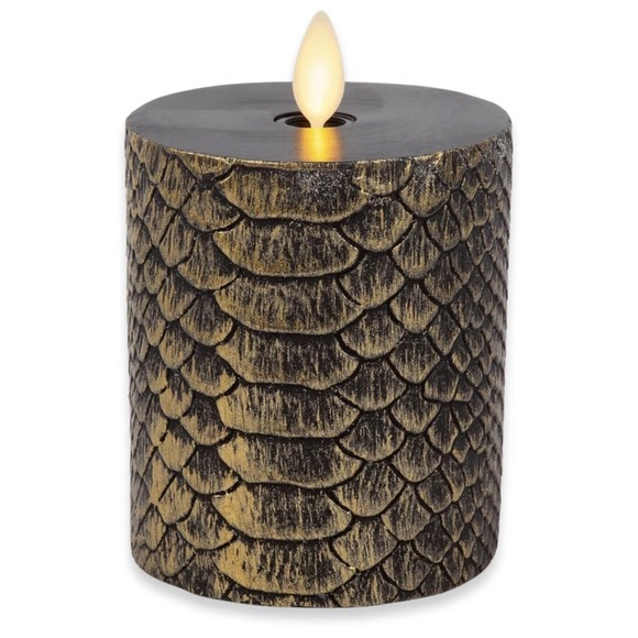 Luminara Other - Luminara Embossed Snake Skin Pillar BLACK Hand Painted Gold NIB